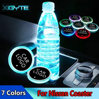 

2X Car Styling Logo Light LED Cup Drink Holder Anti Slip For Nissan Qashqai J11 X-Trail t32 kicks Tiida Pathfinder Auto parts