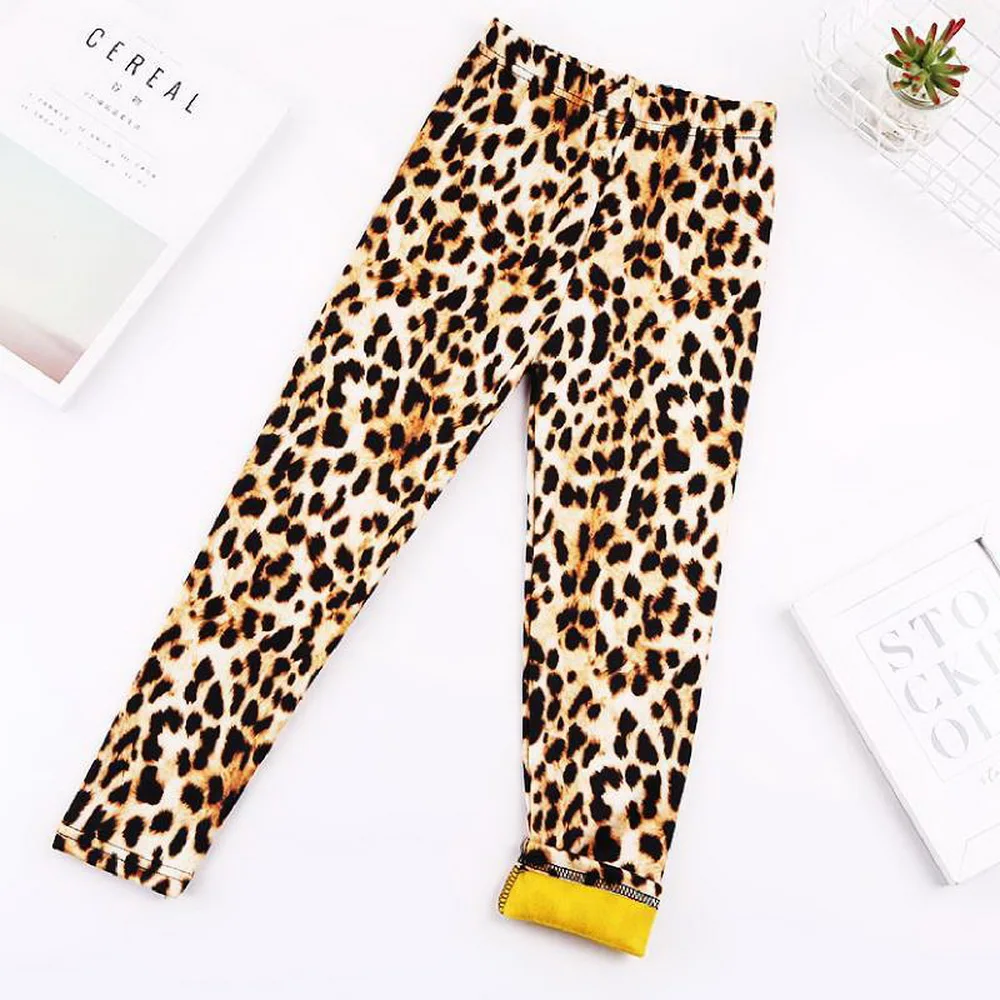 Leopard Детские утепленные леггинсы осенне-зимние Бархатные брюки для девочек штаны для маленьких мальчиков и девочек Infantil г. Детская одежда теплая D20 - Цвет: Leopard