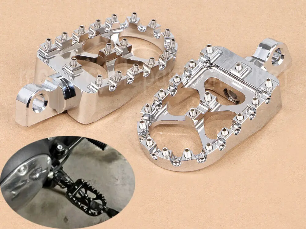 Широкие подножки MX Roating 360 CNC Fat Footpeg подножка поплавок для Harley Dyna Sportster Iron 883 Fatboy Wide Glide хром