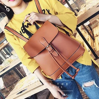 

Women Multifunctional Vintage Leather School Backpack For Teenage Large Capacity Waterproof Drawstring Travel Backpacks