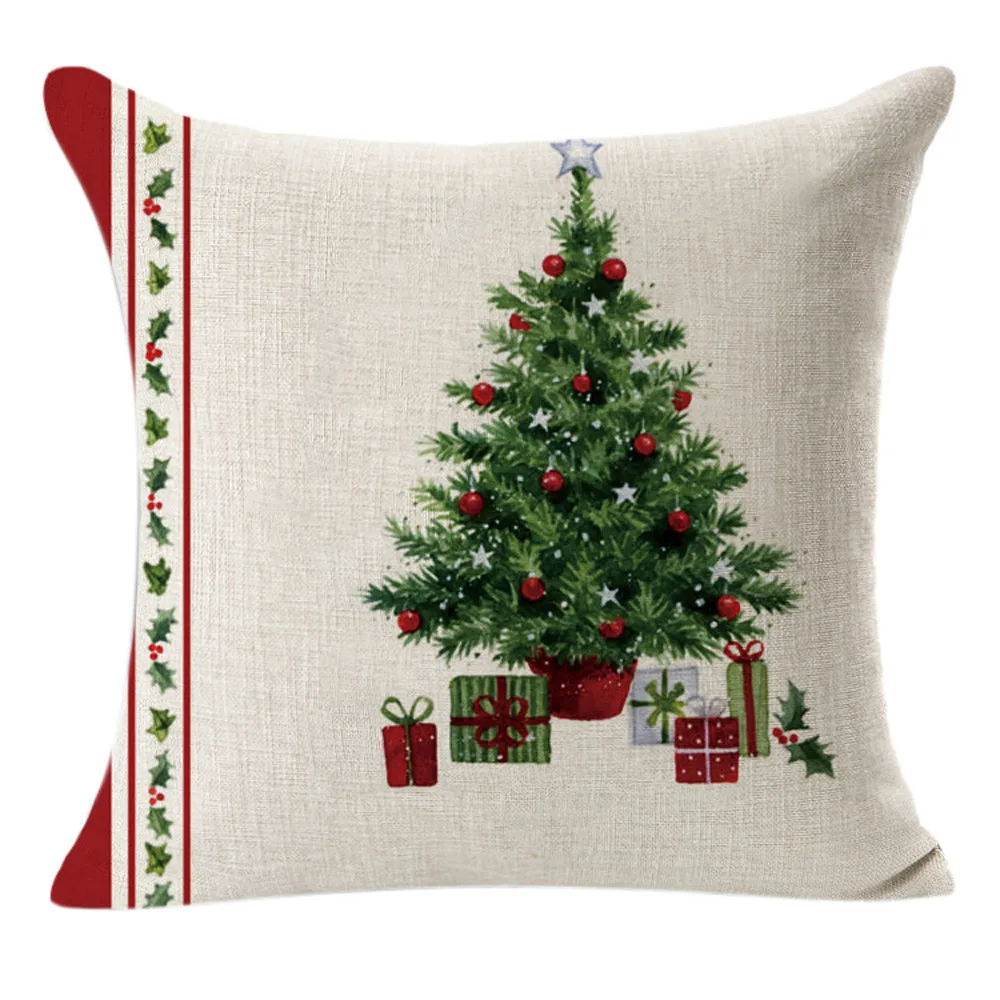 

#L5 2019 Pillow 2019 Creative Multi-pattern Christmas Linen Square Throw Flax Pillow Decorative Cushion Kid Gift