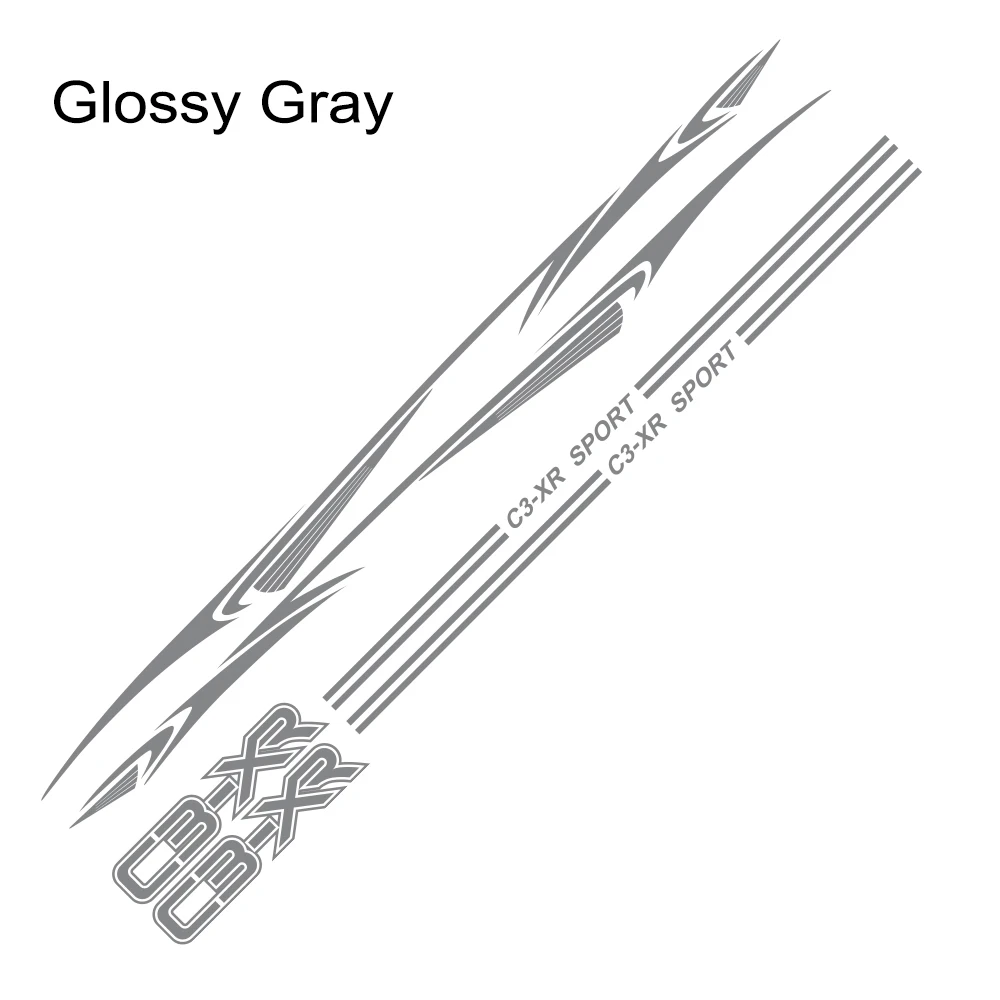 Glossy Gray 2 шт. для Citroen C3-XR, длинные боковые наклейки на дверь автомобиля, стильные авто виниловые наклейки, DIY Стайлинг, тюнинг автомобилей, автомобильные аксессуары - Название цвета: Glossy Gray