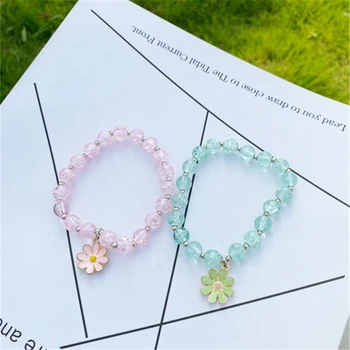 

30Pcs New Ladies Small Daisy flowers Bracelet Crystal Ball Bead Bracelet Exquisite And Stylish Feminine Jewelry wholesale