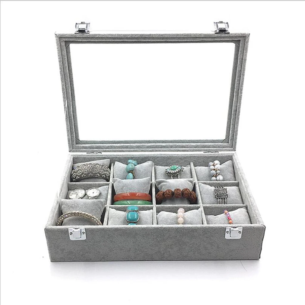 Soft Pillow Cushion 12 Slots Box for Jewelry Bracelet Bangle Watch Showcase Soft Pillow Cushion 12 Slots Box for Jewelry Bracelet Bangle Watch Showcase