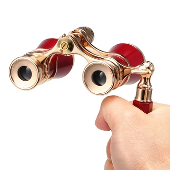 

Mini Theater Binoculars with Handle for Musical Concert Stage Drama Opera Glasses Lens Retro Metal Body 3x25