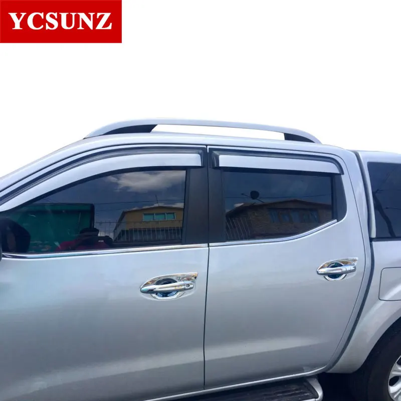 2014 2019 оконные дверные козырьки для Nissan Navara 2016 Серебристая штормовка frontier Vent Rain Guard