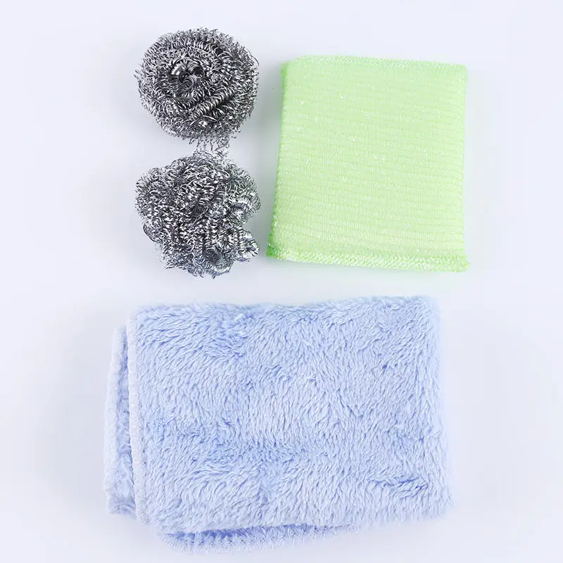 3pcs Набор салфеток для чистки посуды, кухонные инструменты для чистки, креативные полотенца из микрофибры для мытья, тряпки, губка для чистки, высокое качество - Цвет: 3pcs