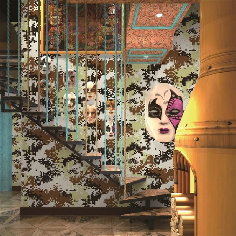 new papel de parede Camouflage wallpaper living room secret room haunted house cafe military theme restaurant club 3d wallpaper