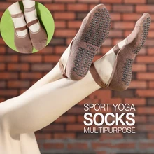 Brotock, профессиональные нескользящие носки для йоги, женские толстые носки для упражнений, силиконовые носки для пилатеса, с кольцом для волос, с ремешком, для танцев, йоги