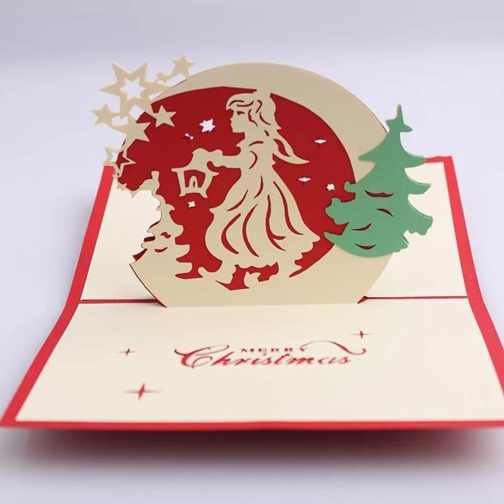 10x15cm Christmas Blessing Card Chritmas Angel For Children Adults Lovers Paper Sculpture Party Christmas Gift Cards
