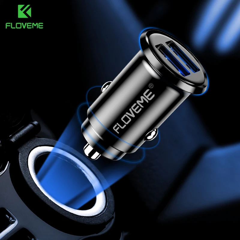 Floveme Mini Dual USB Car Charger 5V 3.1A Fast Charging 2 Port Phone Auto Adapter for Mobile Tablet Charge | Электроника