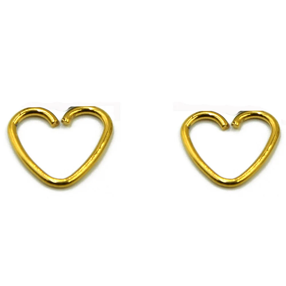 Пирсинг, 2 шт, хирургическое стальное кольцо в форме сердца, хрящ, трагус, пирсинг, серьги, ореха, Ушные Шпильки, спираль, поддельные серьги, ювелирные изделия для тела - Окраска металла: Gold