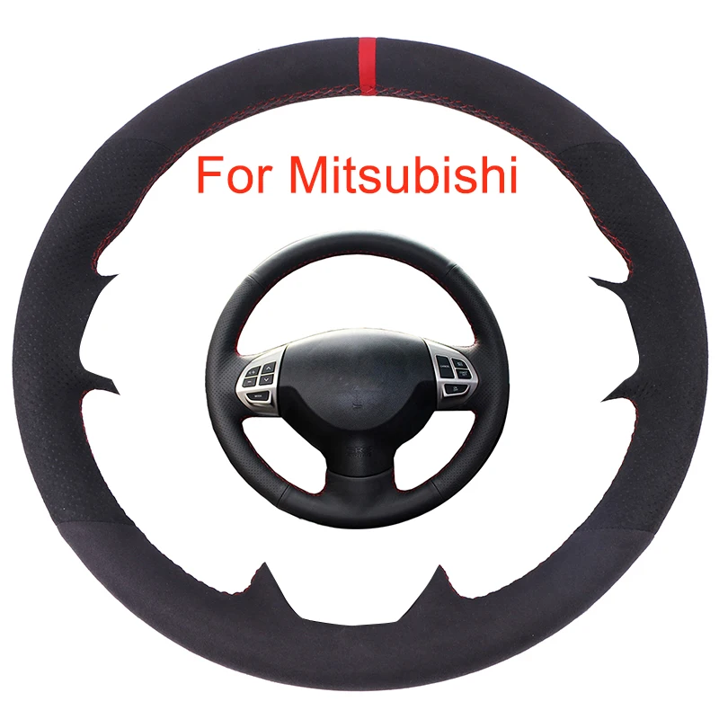 DIY Car Steering Wheel Cove For Mitsubishi Lancer EX 10 X Outlander ASX Colt Pajero Sport Suede