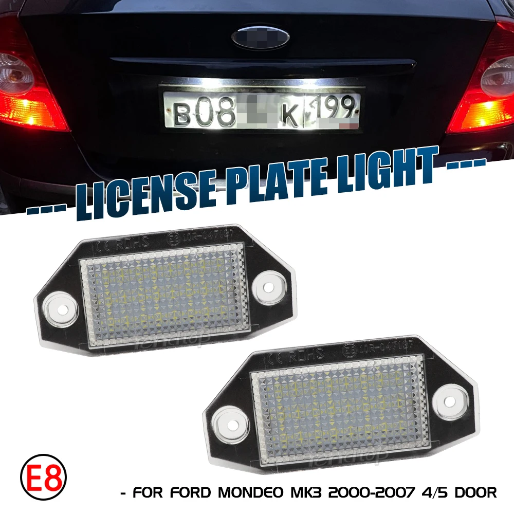 

2 шт., светодиодные лампы для номерного знака для Mondeo MK3 2000 2001 2002 2003 2004 2005 2006 2007 4/5