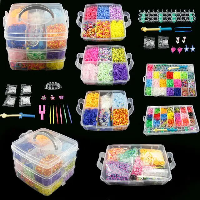 Rubber Bands Weaving Set DIY Toys Craft Kid Bracelet Braid Silicone Elastic Weave Bands Gifts for Girls 1