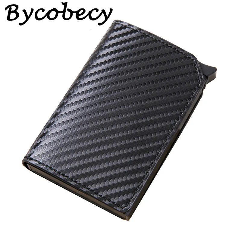 Bycobecy углеродное волокно RFID Блокировка Мужской кредитный держатель для карт Кожаный кошелёк для банковских карт чехол Визитница защита кошелек для женщин