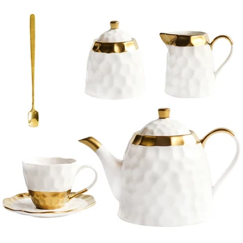 

Ceramic Coffee Cup Set Simple Afternoon Teacup Tea Set with European Light Luxury Household Water Cup Teapot for Drinkware