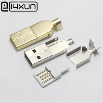 

EClyxun 5 sets DIY USB 2.0 A type Male Connector Assembly Adapter Plug Socket Metal shell shield solder Wire
