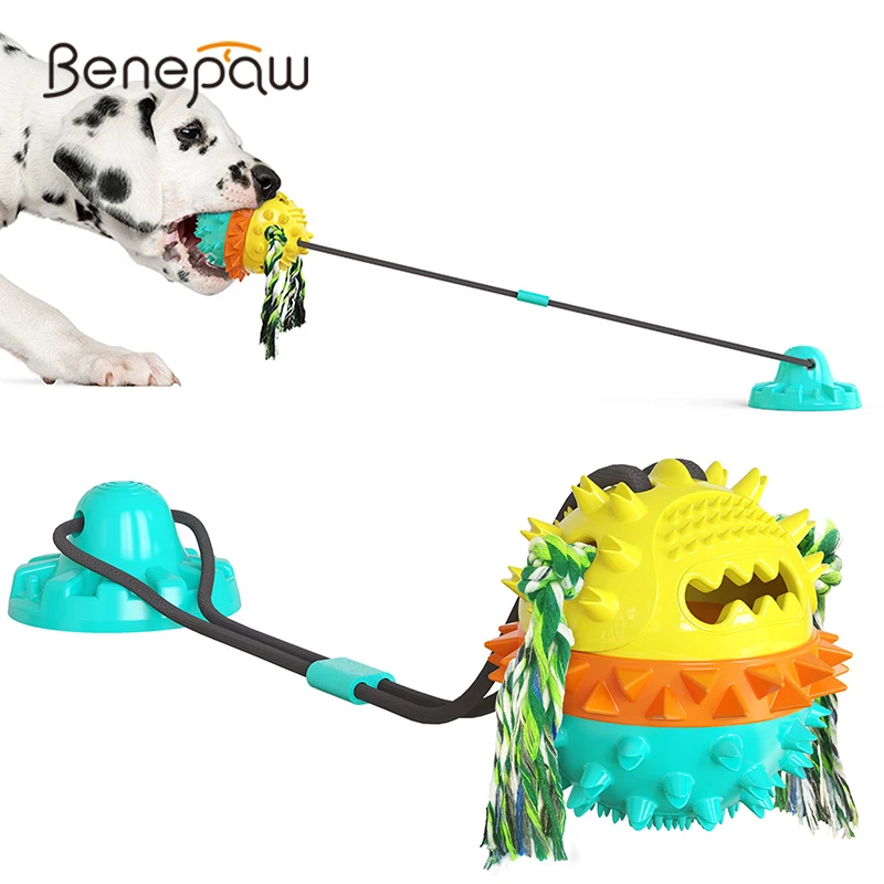 

Benepaw Bite-resistant Suction Cup Dog Toys Tug Of War Interactive Chew Pet Toys Squeaker Treat Ball Cotton Rope Teeth Cleaning