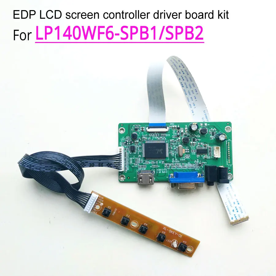 Для LP140WF6-SPB1/SPB2 LG 1" 1920x1080 WLED EDP 30 pin lcd Ноутбуки ПК экран HDMI+ VGA дисплей контроллер драйвер усилитель низкой частоты