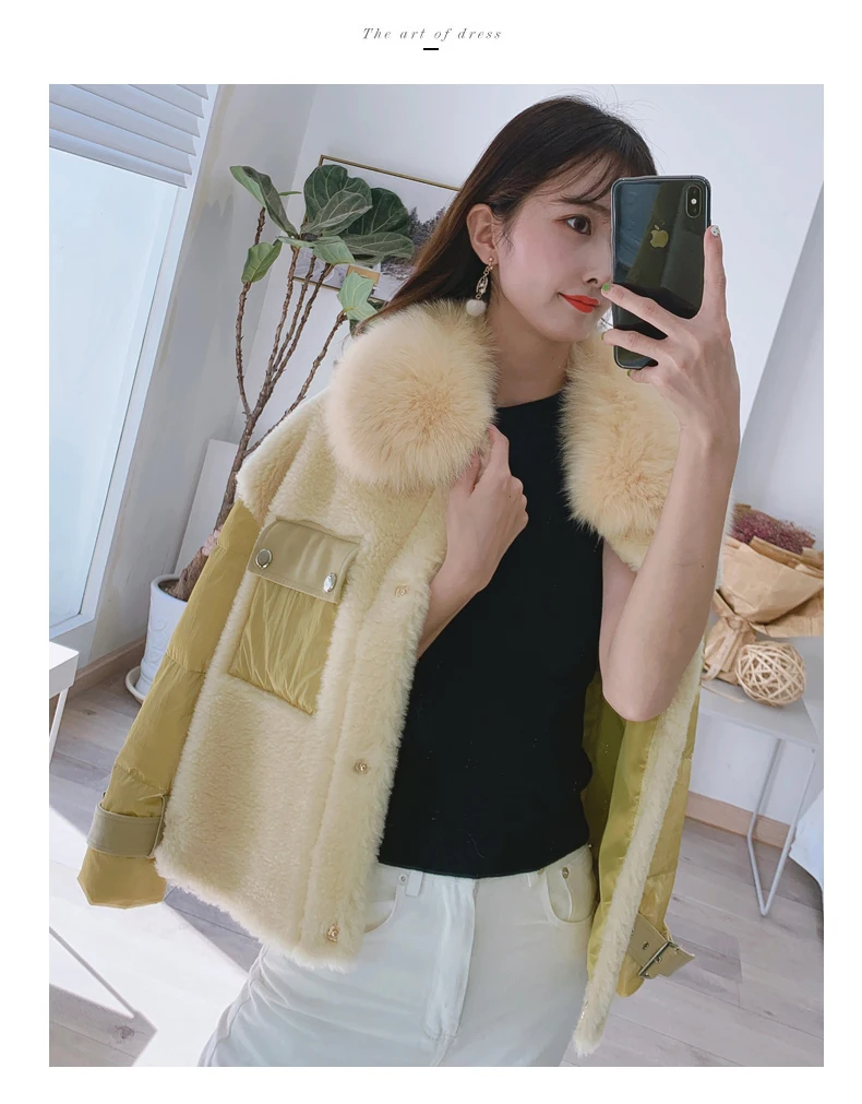 Best Real Fur Coat Winter Coat Women Clothes 2019 Korean Fashion Sheep Shearing 100% Wool Jacket Duck Down Jackets 919150 YY1703 11