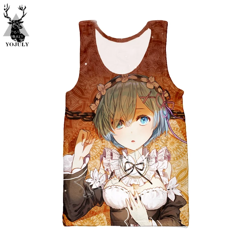 Летние Забавные топы без рукавов в стиле унисекс; Re: zero; сестры-близнецы; горничные рам и рем; 3D принт; аниме; Harajuku; майка; мужская повседневная жилетка; Y882 - Цвет: 08