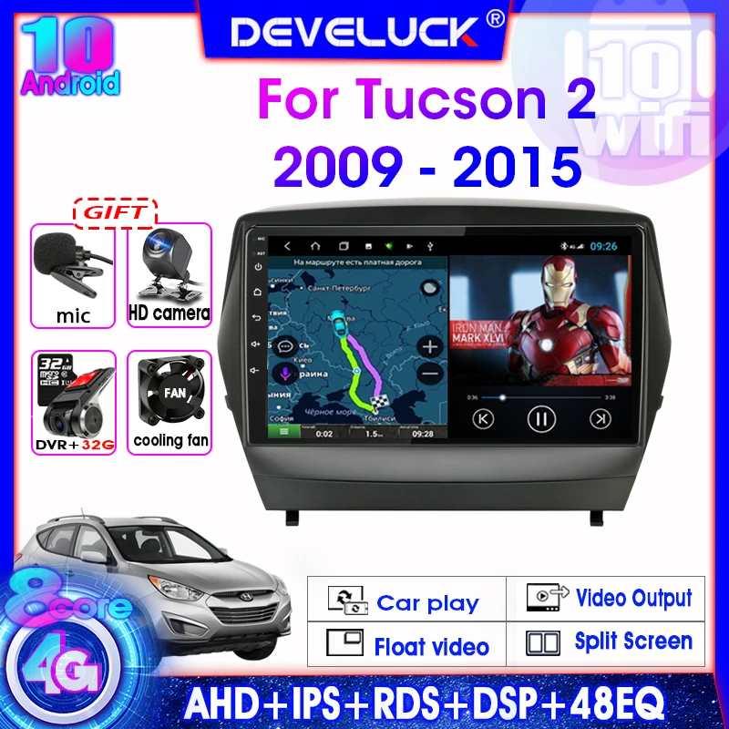 

Android10 player Car Radio For Hyundai Tucson 2 LM IX35 2011-2014 2 Din GPS Navigation Multimedia Video Players DSP Split Screen