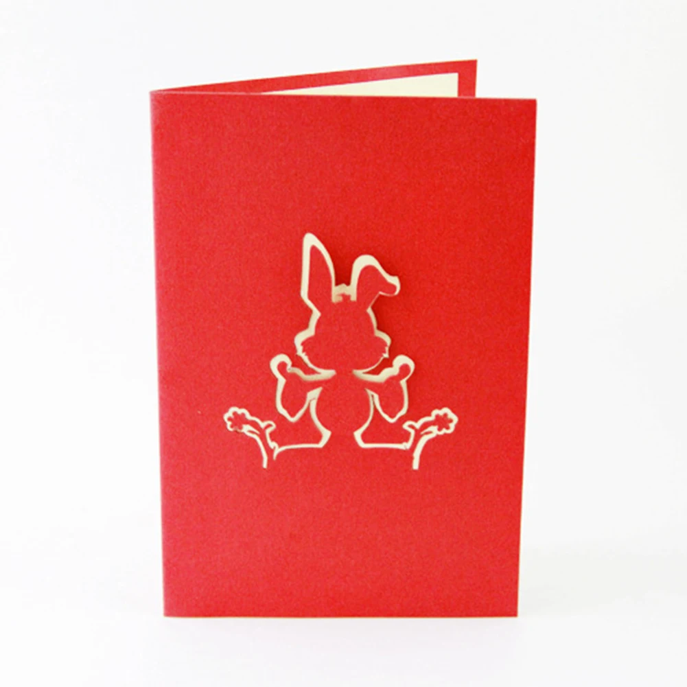 Blessing Festival Easter Gift Holiday Party Supplies Paper Carving Funny Folding Durable Greeting Card Up DIY 3D Rabbit