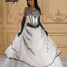 Белое милое бальное платье без бретелек с черной аппликацией на шнуровке 16 платьев Vestidos De 15 лет