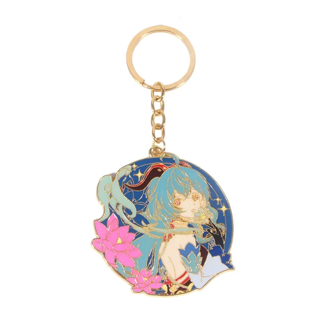 Hot Game Keychain Genshin Impact Cartoon Kaedehara Kazuha Zhongli HuTao Metal Enamel Badge Keychain for Backpack Decoration K00599-05