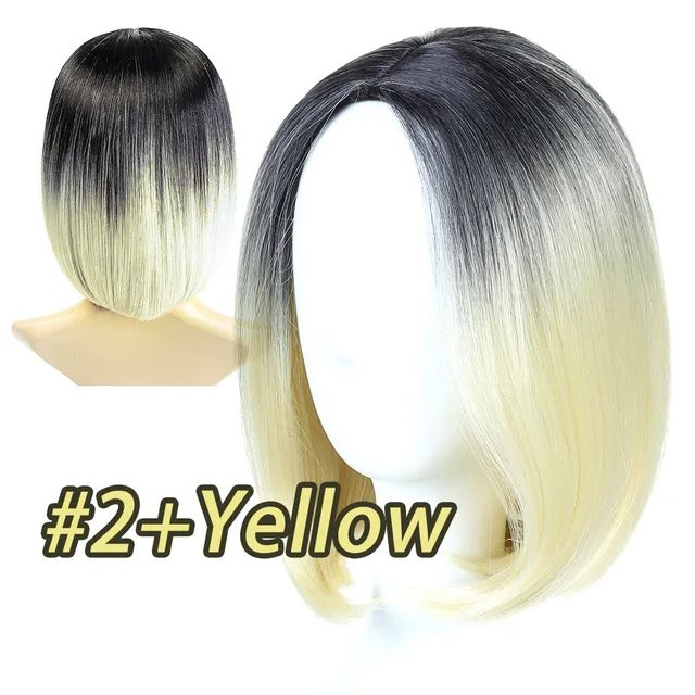 AIYEE Short Straight Brazilian Wig Synthetic Middle Part Hair Wigs Full Head for Black Women Heat Resistant Wig for Women Yellow