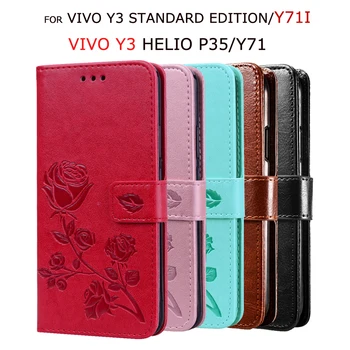Перейти на Алиэкспресс и купить Чехол из искусственной кожи для Vivo Y71i Y3 Helio P35 флип-кейс для Vivo Y3 Standard Edition Y71 кошелек с подставкой защитный чехол для телефона Capas