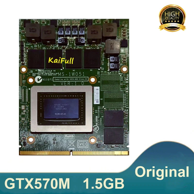 Оригинальная Видеокарта GTX 570M GTX570M MXM N12E-GT-A1 для MSI GT60 GT70 GT683 GT680 GX680 GT780 GX780 MS-1W051 |