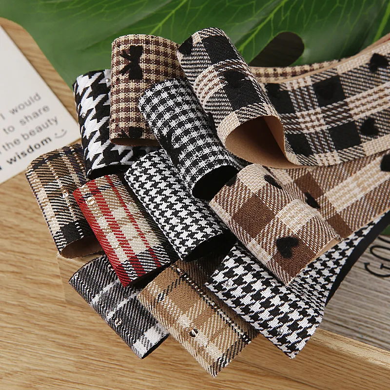 10Yards 25MM 38MM Black And White Lattice Ribbons For Hair Bowknot Wedding Accessories DIY Crafts Handmade Y121702 ribbon decoration
