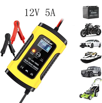 

12V 5A Pulse Repair Charger with LCD Display Motorcycle 12V Car Battery Charger AGM GEL WET Lead Acid Battery PB Battery Charger