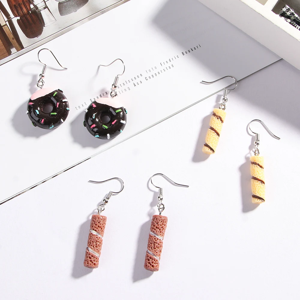 Drop Earrings Geometric for party jewelry gift Summer Food Cake Donuts