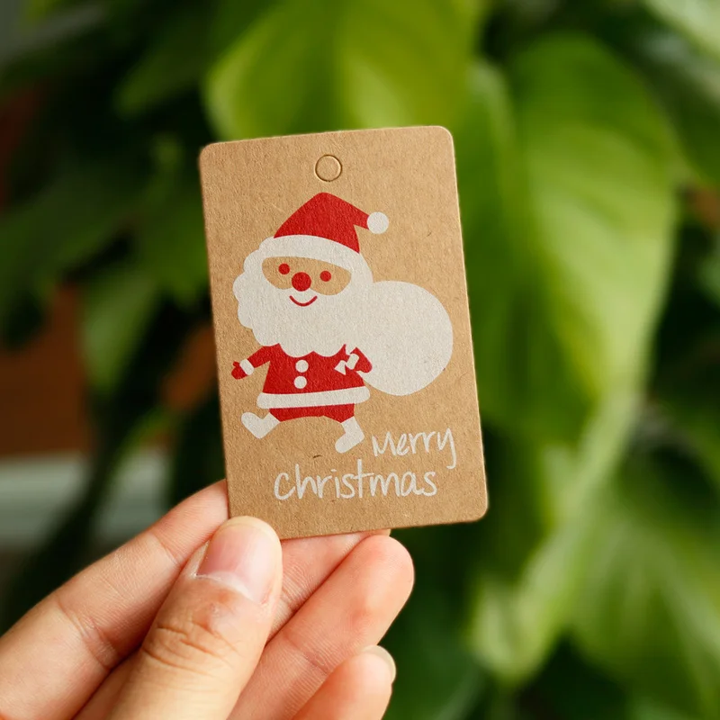 100 шт крафт бумажные бирки Merry Chrsitmas Санта Клаус DIY Подарочные вечерние этикетка
