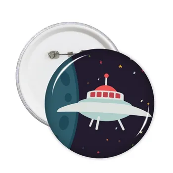 

Universe And Alien UFO Round Pins Badge Button Clothing Decoration Gift 5pcs