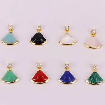 

16x18MM high quality fan shape mini skirt gemstone pendant for necklace korean style jewelry accesories wholesaler free shipping