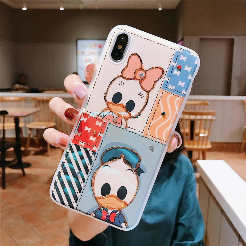 Блестящий Алмазный милый мультяшный Микки мышь Daisy Duck Силиконовый чехол для iPhone 11 Pro X XR Xs Max 6 6s 7 8 Plus Мягкий чехол Fundas
