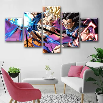 

Canvas Poster Modular Hd Prints 5 Pieces Dragonball Z Goku Picture Home Decoration Painting Framework For Living Room Wall Art