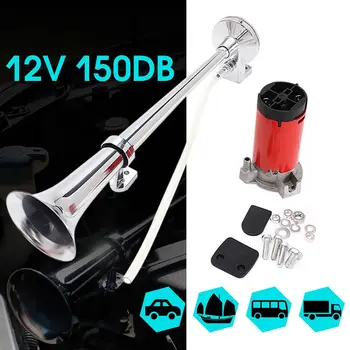 

12V 150DB Super Loud Universal Single Trumpet Kit Air Horn Chrome Compressor For Car Truck Boat Motorcycle