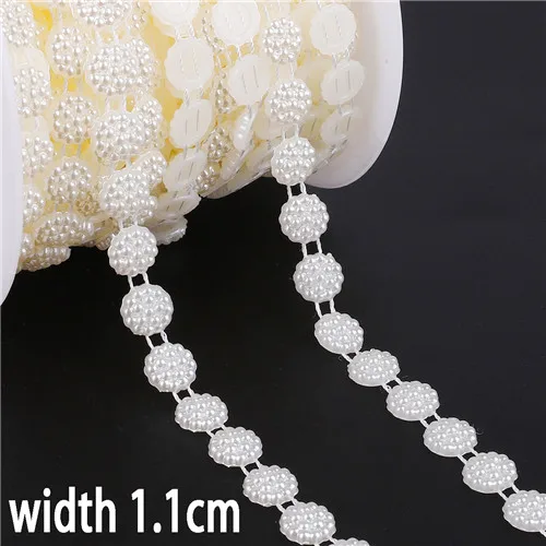 1.1CMx2M 1/1. 5/2 м/уп.; многоразмерные х из пластика ABS, имитация слоновой кости жемчужные бусы отделкой цепочкой для DIY Свадебная вечеринка украшения Костюмы аксессуары для рукоделия - Цвет: 1.1CMx2M