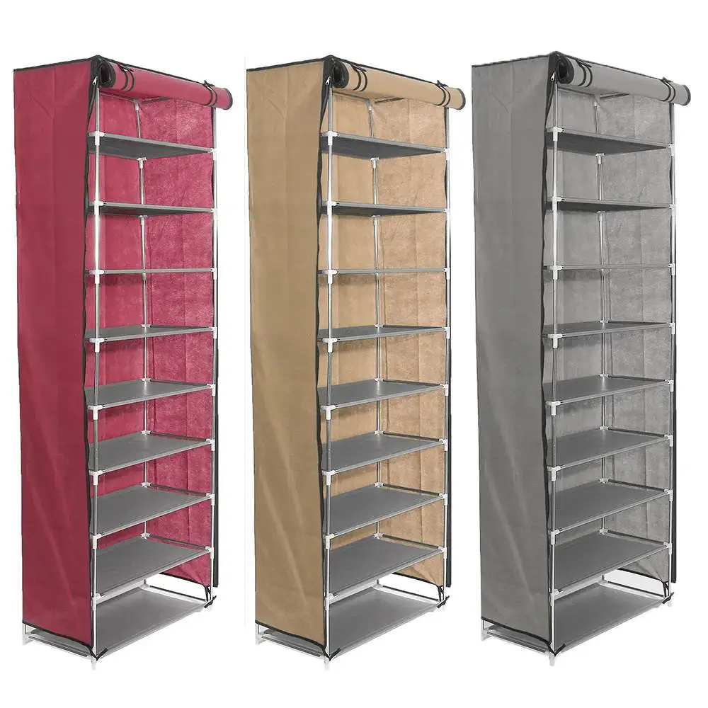 

High Quality Cloth Fabric Storage Shoes Rack 10 Layer Combination Shoe Cabinet Folding Dust-proof Shoe Shelf DIY Furniture