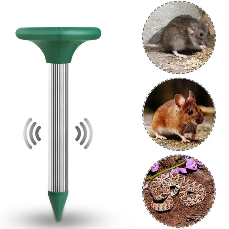 2pcs Mole Repellent Solar Ultrasonic Waterproof Outdoor Garden Pest Contorl