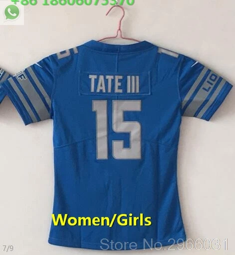 A+++ качественная женская футболка 9 Matthew Stafford 15 Golden Tate 20 Barry Sanders jersey Detroit