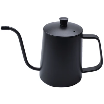 

Stainless Steel Mounting Bracket Hand Punch Pot Coffee Pots With Lid Drip Gooseneck Spout Long Mouth Coffee Kettle Teapot-Black