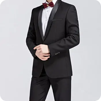 

Black Suits Wedding for Men Groom Tuxedos Terno Masculino Costume Homme Man Blazers Male Attire Shawl Lapel 2Piece(Coat+Pants)