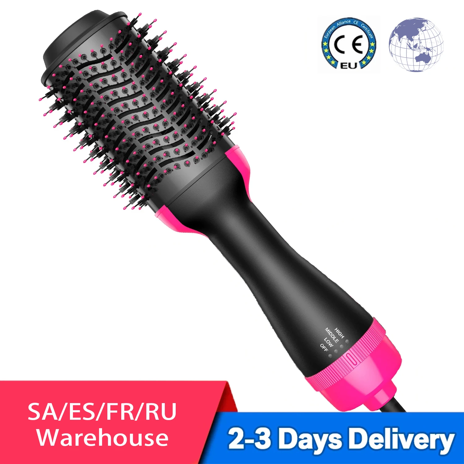 Hot Air Brush Multifunction Hair Dryer Straightener Curler Comb One
