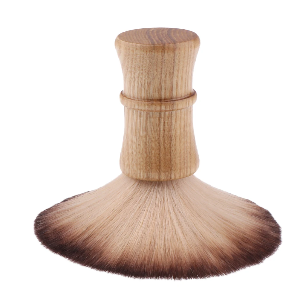 Barber Salon Soft Neck Face Duster Brush Shaving Hair Cutting Cleaning Brush with Wooden Handle